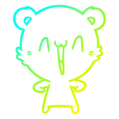 cold gradient line drawing happy bear cartoon