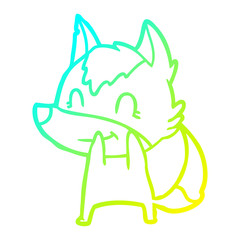 cold gradient line drawing friendly cartoon wolf