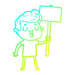cold gradient line drawing happy cartoon man