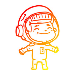 warm gradient line drawing happy cartoon astronaut