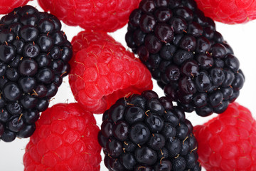 background of blackberry and raspberry fruit.