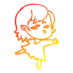 warm gradient line drawing cartoon vampire girl
