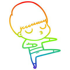 rainbow gradient line drawing cartoon calm boy