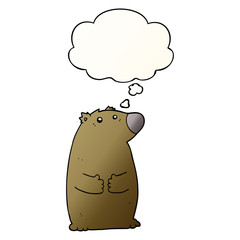cartoon bear and thought bubble in smooth gradient style