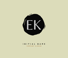 E K EK Beauty vector initial logo, handwriting logo of initial signature, wedding, fashion, jewerly, boutique, floral and botanical with creative template for any company or business.