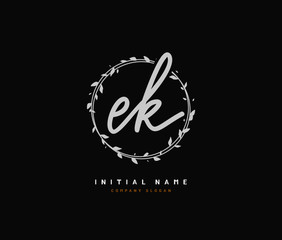 E K EK Beauty vector initial logo, handwriting logo of initial signature, wedding, fashion, jewerly, boutique, floral and botanical with creative template for any company or business.