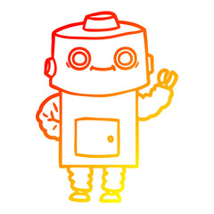 warm gradient line drawing cartoon robot