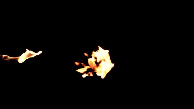 Slow motion flamethrower on black background