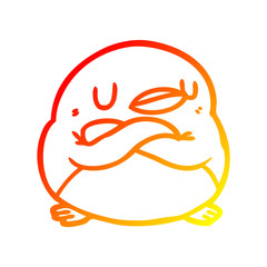 warm gradient line drawing penguin with crossed arms