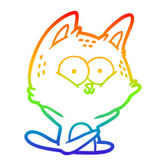 rainbow gradient line drawing cartoon cat