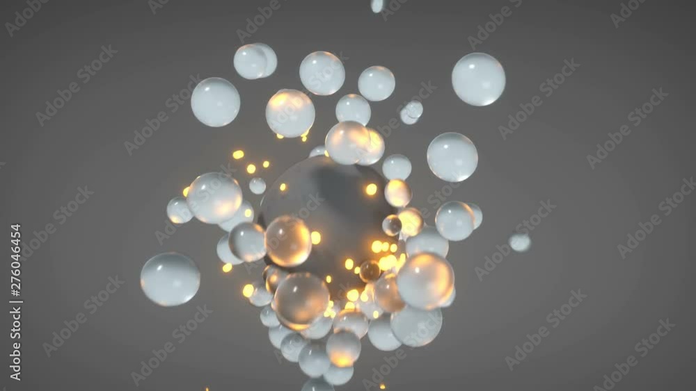Aufkleber floating group of spheres. science fiction concept. 3d render animation with dof