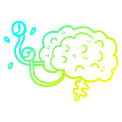 cold gradient line drawing cartoon monster brain