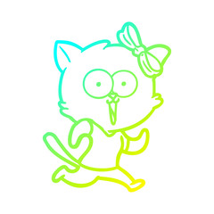 cold gradient line drawing cartoon cat