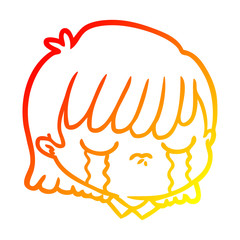 warm gradient line drawing cartoon female face