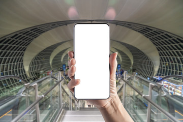 Mobile phone in hand at Airport