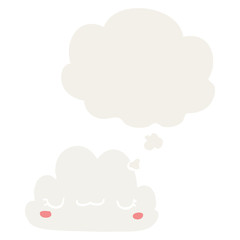 cute cartoon cloud and thought bubble in retro style