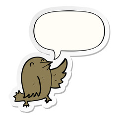 cartoon bird and speech bubble sticker