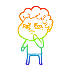 rainbow gradient line drawing cartoon angry man