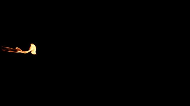 Slow motion flamethrower on black background