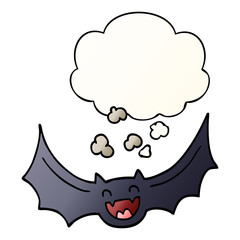 cartoon bat and thought bubble in smooth gradient style
