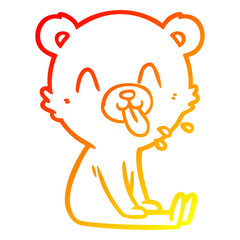 warm gradient line drawing rude cartoon bear
