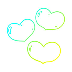 cold gradient line drawing cartoon love hearts