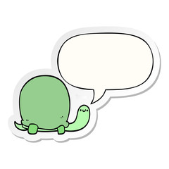 cute cartoon tortoise and speech bubble sticker