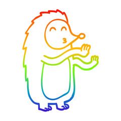 rainbow gradient line drawing cartoon dancing hedgehog