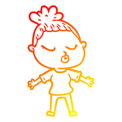 warm gradient line drawing cartoon calm woman