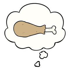 cartoon chicken leg and thought bubble