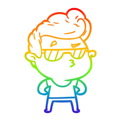 rainbow gradient line drawing cartoon cool guy