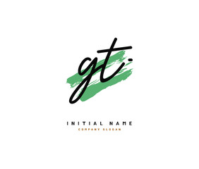G T GT Beauty vector initial logo, handwriting logo of initial signature, wedding, fashion, jewerly, boutique, floral and botanical with creative template for any company or business.