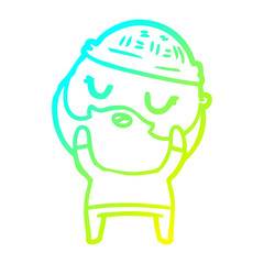 cold gradient line drawing cute cartoon man with beard