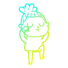 cold gradient line drawing cartoon calm woman