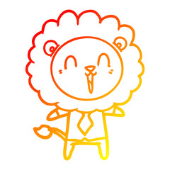 warm gradient line drawing laughing lion cartoon