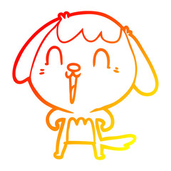 warm gradient line drawing cute cartoon dog
