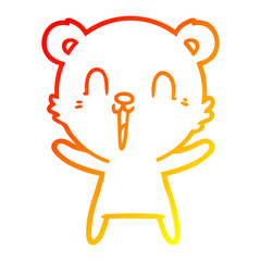 warm gradient line drawing happy cartoon polar bear