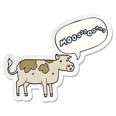 cartoon cow and speech bubble sticker