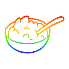 rainbow gradient line drawing bowl of porridge