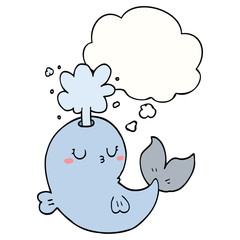 cartoon whale spouting water and thought bubble