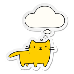 cartoon cat and thought bubble as a printed sticker