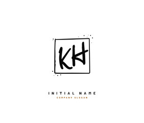 Fototapeta premium K H KH Beauty vector initial logo, handwriting logo of initial signature, wedding, fashion, jewerly, boutique, floral and botanical with creative template for any company or business.