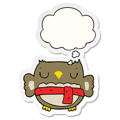 cartoon owl and thought bubble as a printed sticker