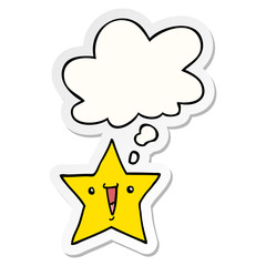 cartoon star and thought bubble as a printed sticker