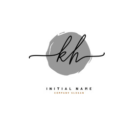 K H KH Beauty vector initial logo, handwriting logo of initial signature, wedding, fashion, jewerly, boutique, floral and botanical with creative template for any company or business.