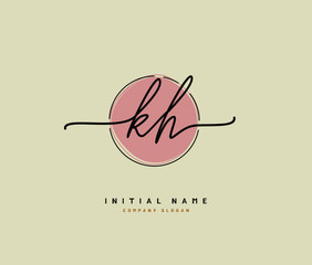 K H KH Beauty vector initial logo, handwriting logo of initial signature, wedding, fashion, jewerly, boutique, floral and botanical with creative template for any company or business.