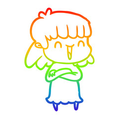 rainbow gradient line drawing cartoon woman
