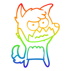 rainbow gradient line drawing cartoon annoyed fox