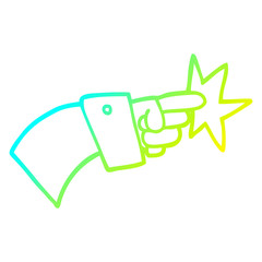 cold gradient line drawing cartoon pointing hand icon