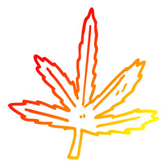warm gradient line drawing cartoon marijuana leaf